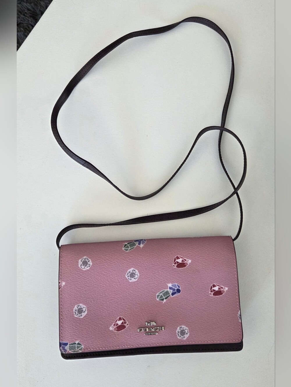 New Disney x Coach Hayden Foldover Crossbody Clutch Gem Snow White Seven Dwarfs - Picture 5 of 9